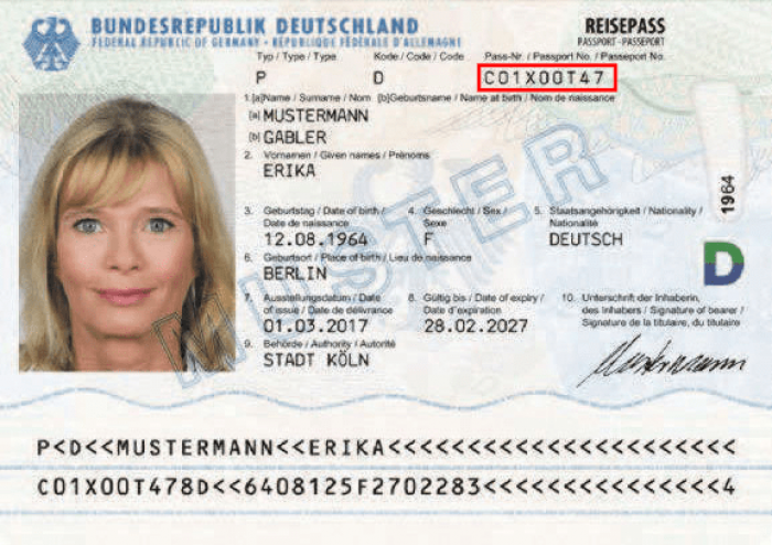 Passnummer im Reisepass für ESTA Antrag