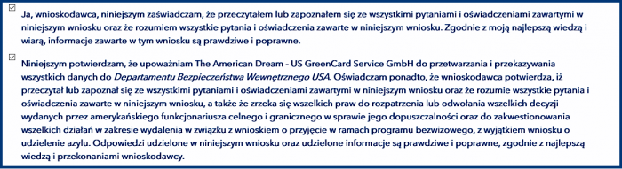 Potwierdzenie zrozumienia i porządku w aplikacji ESTA